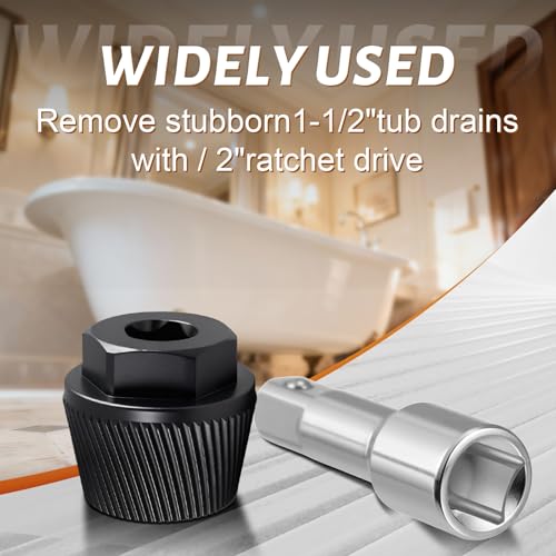 1.5" Bathtub Drain Removal Tool Tub Drain Extractor 05255 Broken Pipe Extractor Tool Stubborn Rusted Drain Remover With Extension Rod Chrome Anti-Rust Finish Bathtub Repair Tools - color: Black, size: Tub Drain