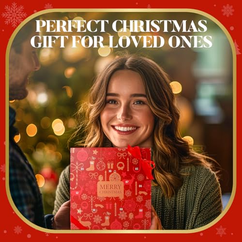 Advent Calendar Holiday Gifts 2025, 12 Pcs Spa Gift Set for Women, Christmas Gift for Women with Christmas Bath Bomb, Hand Cream, Body Lotion,Happy New Year Gifts for Mother - color: Red