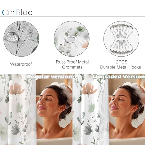 Sage Green Floral Shower Curtain for Bathroom, Spring Flower Wildflower Cute Botanical Nautre Shower Curtain Set with Metal Hooks,Women Girly Leaf Bath Bathroom Accessories Decor 72Wx72H - color: A-green, size: 72"W x 72"L (Pack of 1)