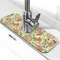 Boho Floral Mandala Yellow 15" X 5.5" Kitchen Sink Splash Guard Faucet Faucet Guard Draining Mat Sink Splash Guard Faucet Kitchen Bathroom - color: Boho Floral Mandala Yellow