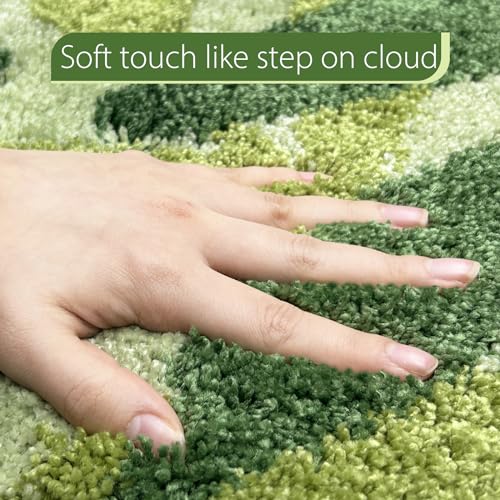 Sage Bathroom Rugs - Green Leaves Bath Mat Soft & Water Absorbent Bath Rug with Non Slip Back for Wash Basin Shower Room Bathtub Floor Bedroom Doormat 17.5 x 25.5 inch - color: Leaves Sage, size: 1'6" x 2'2" (Rectangular)