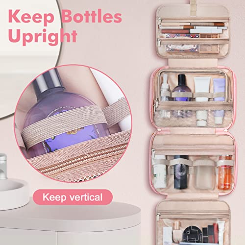 Wedama Toiletry Bag for Women, Large Cosmetic Travel Bag, Hanging Toiletry Bag for Bathroom, Thickened PVC Waterproof Travel Makeup Bag, Toiletries Bag for Travel Business Trips and Camping, Pink - color: Pink, size: Large, style: Minimalist