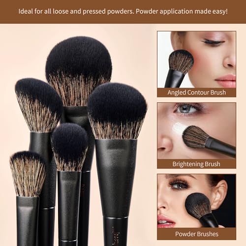 Jessup Makeup Brushes Set Jessup Make up Brushes 14Pcs Black Kabuki Foundation Eyeshadow Contour Concealer Powder Eyeliner Crease Eyebrow Blending Brush with Gift Box, T336-G - color: I-Black Gift, size: Full Brush Set