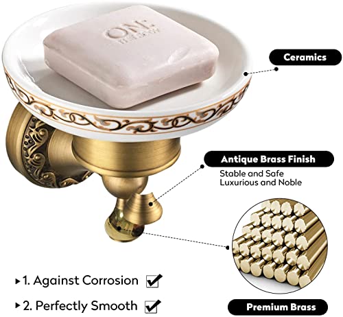 Leyden Shower Soap Dish, Antique Brass Dish Soap Holder Luxury Art Engraved Wall Mount Bathroom Hardware - color: Antique Brass