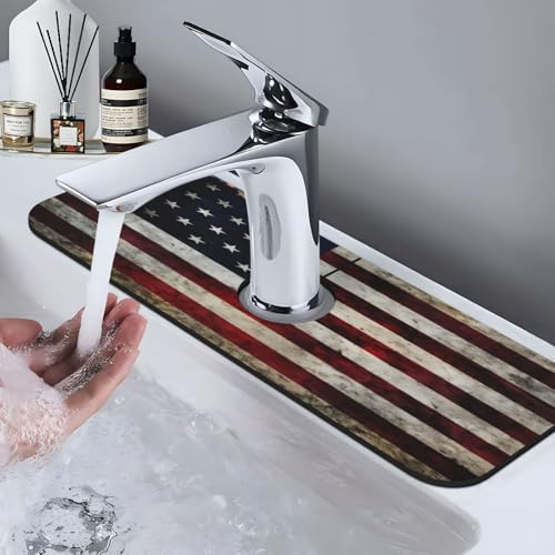 American flag Kitchen sink faucet pad, strong water absorption, anti slip, easy to clean, very suitable for splash and drip prevention, suitable for kitchens and bathrooms - color: American Flag