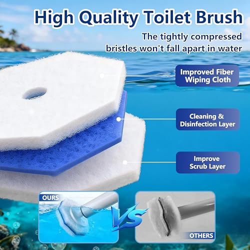 40 Toilet Wand Refills for Clorox Toilet Wand, Disposable Toilet Brush Head with Rich Foaming, Extra Thick Triple-layer Refills, Strong Cleaning & Scrubbing Power, Won't Fall Off or Fall Apart - size: 1 Count (Pack of 40)
