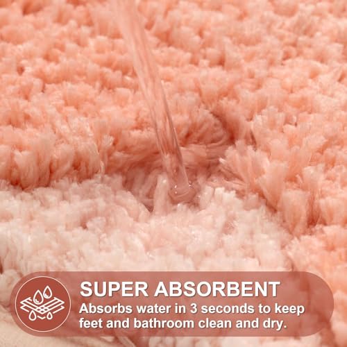ORTIGIA Cute Coral Pink Scalloped Bath Mat, Fun Plush Microfiber Scallop Bathroom Rugs Non Slip Washable Quick Dry Absorbent, Bath Rug Carpet for Shower Stall Vanities Kitchen Floor Entrance, 17x24 - color: Coral Pink, size: 1'5" X 2'(rectangular)
