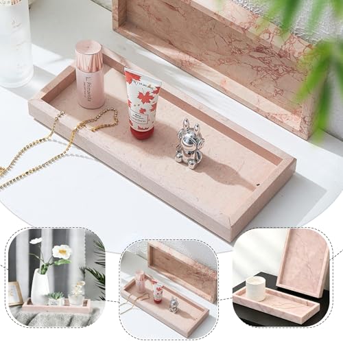 Natural Marble Tray, Stone Tray for Bedroom/Bathroom/Kitchen/Vanity Countertop, Jewelry Tray for Rings Earrings Necklace Bracelet Watch, Room Decor Aesthetic - color: Starry Sky White, size: 11.8" x 5.1" x 1.2"