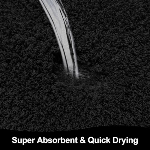 Bathroom Rugs 60"x24", Fluffy Soft Thick Absorbent Bath Mat Rubber Backing Quick Dry, Machine Washable Bath Mats for Bathroom Tub, Floor, Shower, Bedroom Home Decor Accessories, Black - color: Black, size: 60" x 24"
