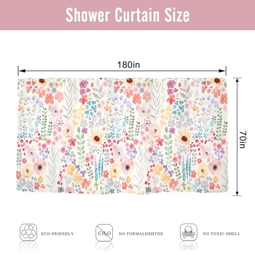 Riyidecor Clawfoot Tub Extra Wide Shower Curtain for Bathroom Decor 180Wx70H Floral Flower Cute Colorful Wrap All Around Circular Round Art Printed Fabric Polyester Waterproof 32 Pack False Hooks - color: A-pink, size: 180"W x 70"L (Pack of 1)