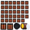 36 Pack 2oz Amber Glass Jars, Round Cosmetic Jars with with Black Lids and Inner Liners, Reusable Glass Containers for Homemade Creams, Candle, Skincare, Lotion, Travel