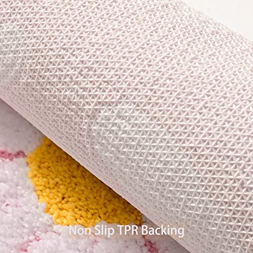 QJHOMO Bathroom Rugs Sets 2 Piece Cute Daisy Bath Mat Pink Toilet Rug U Shaped, Flower Deocr Bathroom Set Non Slip Contour Bathmat, Super Absorbent Microfber Floor Mats Machine Washable Carpets - color: Pink, size: 1'8" x 2' (Rectangular & U-Shape)