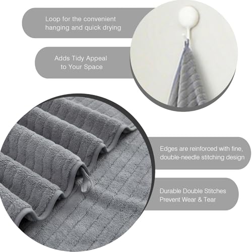 Hailea Grey Hand Towels Set 16x31 Inches,Soft Microfibers Bathroom Towel Set 2 Pack,Highly Absorbent Quick Dry Luxury Towel Hotel Spa Gym Hand Towel Collection for Bathroom - color: Grey, size: 2-Piece Hand Towel