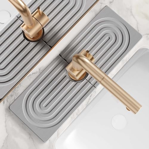 eormoe Faucet Mat for Kitchen Sink - Wider Diatomite Fast Drying Stone Sink Tray, Super Absorbent, Prevents Moisture Buildup - Faucet Splash Guard for Bathroom Counter (Grey, 15x5.3inch) - color: Gray, size: 15" x 5.3"