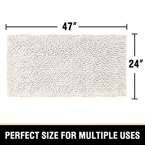 H.VERSAILTEX Bathroom Rugs Bath Mats Non Slip Chenille Bathroom Runner Rug 24x47 Extra Soft and Absorbent Shaggy Rugs Washable Dry Fast Plush Area Carpet Mats for Bath Room, Tub - Ivory - color: Ivory, size: 24" x 47"