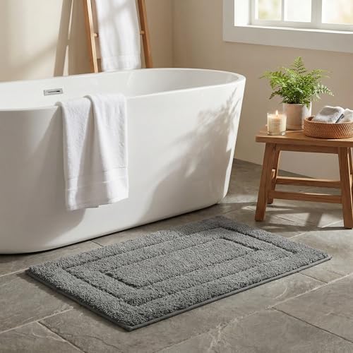 GRANNY SAYS Gray Bathroom Rugs Non Slip, Bath Mats for Bathroom, Super Soft and Water Absorbent, Microfiber Washable Bath Rugs for Bath Floor, Tub and Shower, 32" x 20", Dark Gray - color: Deep Gray, size: 1'8" x 2'8" (20" x 32")