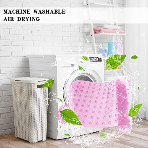 Bathtub and Shower Mats, Extra Long Non-Slip Bath Tub Mat 39 x 16 Inch, Machine Washable Bathmat with Suction Cups & Drain Holes for Bathroom Floor, Clear Pink - color: Clear Pink