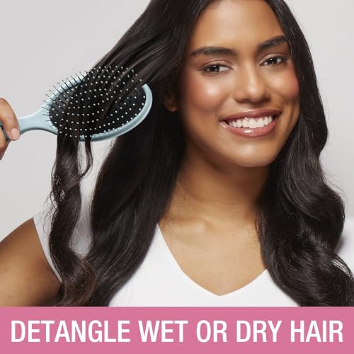 Conair Detangling Hair Brush Set 3 Pack, Use Wet and Dry, Ideal for All Hair Types, Detangling Brushes for women and girls, gifts for her, Glitter Silver, Blue, Pink - color: Pink, Blue, Silver, size: 3 Count Full Size