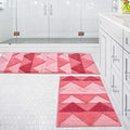 Tindbea Bathroom Rugs and Mats Sets 2 Pieces, Non-Slip Soft and Absorbent Microfiber Bath Rug Mat and Runner for Bathroom, Quick Dry Machine Washable (20" x 47" Plus 20" x 32", Pink) - color: Pink