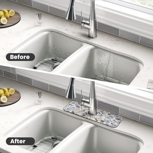 Garden Kitchen sink faucet pad, strong water absorption, anti slip, easy to clean, very suitable for splash and drip prevention, suitable for kitchens and bathrooms - color: Garden