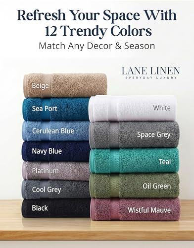 LANE LINEN 100% Cotton Turkish Towel Set for Bathroom - 16 Piece - Super Soft, Quick Dry & Highly Absorbent - 4 Bath, 8 Wash Cloths, 4 Hand Towels - Hotel Quality, Durable & Oeko-TEX Certified - Grey - color: 01: Space Grey