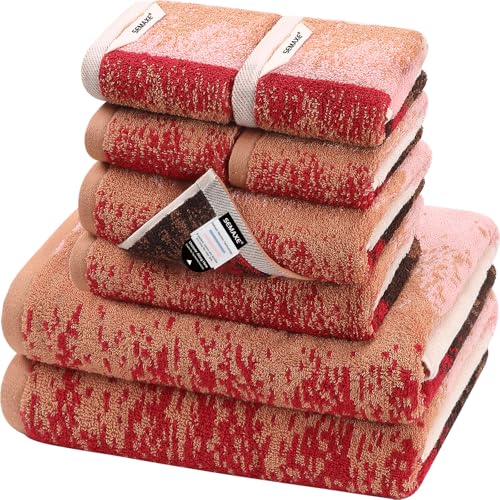 8-Piece Cotton Bath Towel Set for Bathroom, Hanging Loops, Ombre Gradient | Complete starter set for daily showers, sink-side use, small bathrooms, and guest baths, OEKO-TEX certified, easy care - color: C03: Colorful - Plumgarden