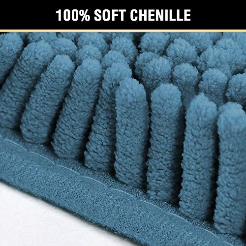 H.VERSAILTEX Dark Teal Bath Mats for Bathroom Non Slip Ultra Thick and Soft Chenille Plush Floor Mats Bath Rugs Set, Microfiber Door Mats for Kitchen/Living Room (Pack 2-20" x 32"/17" x 24") - color: Dark Teal, size: 20" x 32" Plus 17" x 24"
