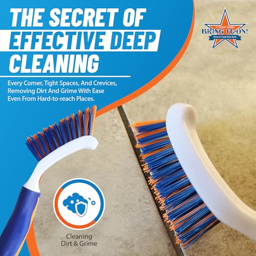Bring It On Grout Cleaning Brush – Crevice Cleaning Brush with Stiff Nylon Bristles – Heavy-Duty Grout and Tile Cleaner Brush – Scrubbing Brush for Corners, Bathroom, Kitchen, Crevice Gaps - style: Single Brush