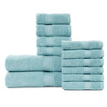 HILLFAIR 12-Piece Cotton Bath Towel Set - 600 GSM - Hotel Spa Towels - 2 Bath, 4 Hand, 6 Washcloths - Absorbent Soft Cotton - Ocean Blue - color: Ocean Blue, size: 12 Piece Towel Set