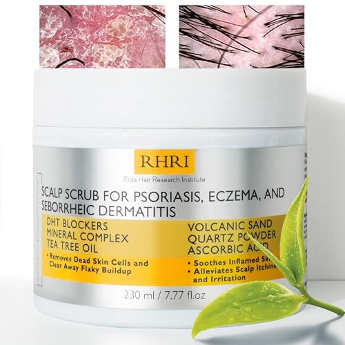 Anti Fungal Pre Shampoo Scalp Scrub for Psoriasis, Eczema & Seborrheic Dermatitis | DHT Blockers, Mineral Complex & Tea Tree Oil | Clears Buildup, Soothes Scalp and Promotes Hair Growth 7.7 Fl Oz