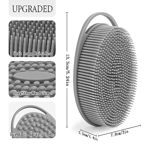 PQRUU 3 Pack Silicone Body Scrubbers for Use in Shower, Exfoliating Body Scrubber Fit for All Kinds of Skin, Soft Silicone Loofah for Women Men,Bath Scrubbers Rapid Foaming,Black,Blue,Gray - color: Black,blue,gray