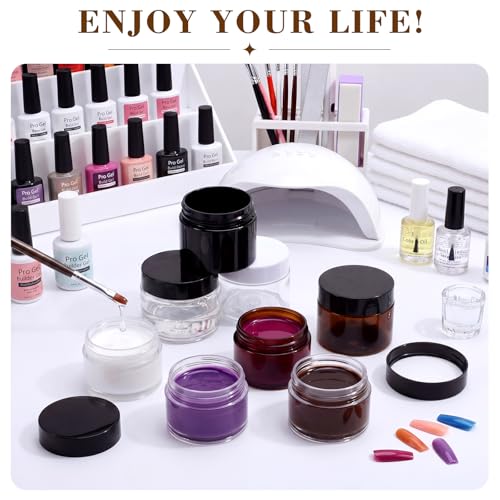 Patelai 4 Pieces Round Wide-mouth Leak Proof Plastic Container Jars with Lids for Travel Storage Makeup Beauty Products Face Creams Oils Salves Ointments DIY Making(2 Ounce,Classic Mix Color) - color: Classic Mix Color, size: 2 Ounce