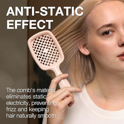 Janeke Superbrush Detangling Brush for Soft Smoothing Hair Brushing with Anti-Static Bristles - Vented Wet Hair Brush for Blow Drying Use - Perfect for Curly, Thick, Wavy, Fine Hair Types (Soft Pink) - color: Soft Pink Superbrush