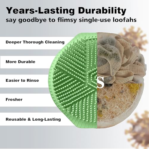 Silicone Body Scrubber for Men Women, Dual-Sided Bath Brushes Gentle Exfoliating Body Scrubber Scalp Massager for Deep Cleansing, Soft Silicone Loofah Body Washing Brushes (Gray+Green) - color: Gray+green