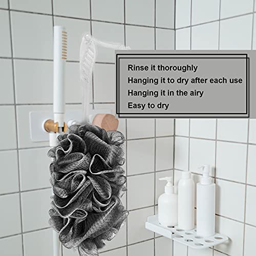Black Charcoal Loofah for Mens - Back Loofah Scrubber with Handle - Long Handle Bath Brush - 2 Pack - style: Black and Black