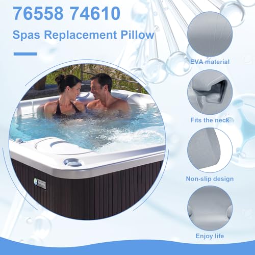 Earthtec 76558 74610 Replacement for Hot Spring Spa Pillow Hot Tub Headrests Fit for Limelight Spas, Pulse/Pulse DL/Bolt (2012-2017), Glow/Flair (2008-2017), Gleam (2013-2017) (3 Pcs)