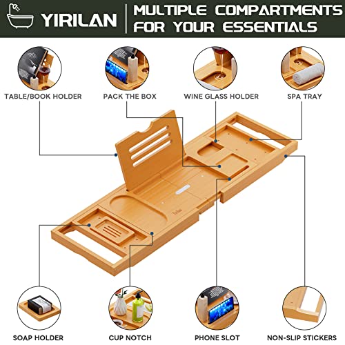 Premium Bathtub Tray Caddy, Expandable Bath Tray, Unique House Warming Gifts, New Home, Anniversary and Wedding Gifts for Couple, Bridal Shower Gift for Women - color: Bamboo