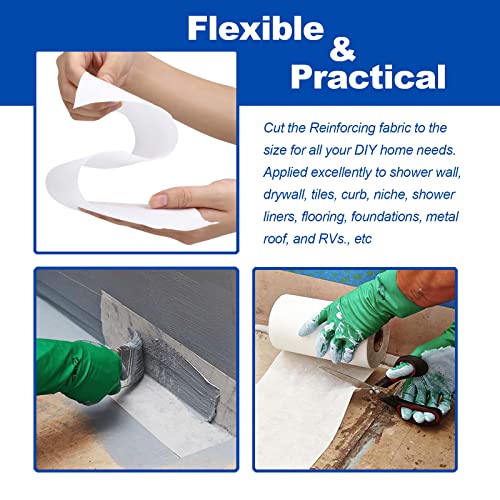 3.3 Ft x 66 Ft Waterproofing Membrane Fabric, Reinforcing Anti Fracture Geo Textile Mesh Drywall Tape, Liquid Waterproof Membranes Roof Tape for Shower Wall, Seams, Joints - size: 3.3 Feet x 66 Feet