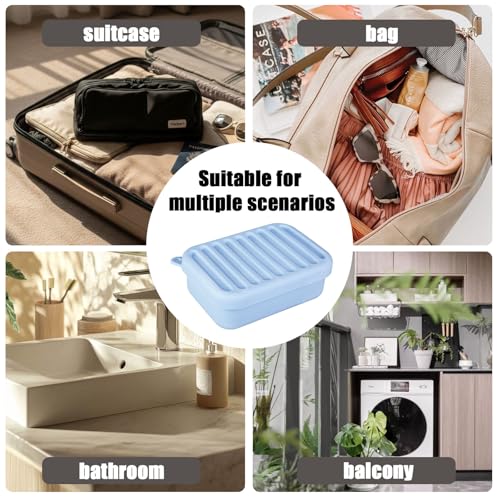 Silicone Travel Soap Case, Leak-Proof Soap Container with Drain Pad, Blue | Silicone Soap Holder, Travel Soap Case, Leak-Proof Soap Box, Removable Drain Tray, Portable Soap Container, Gym & Camping Use - color: Light Blue