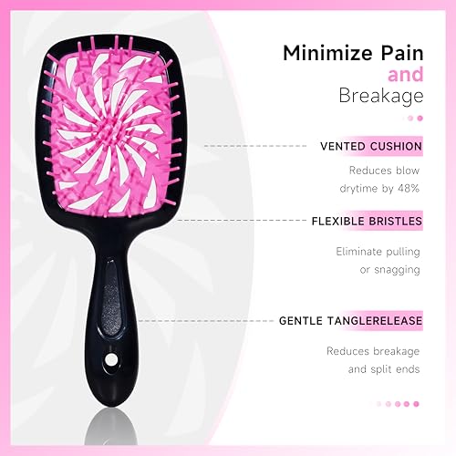11 Pcs Hair Brush Set, Detangle Hair Brush And Spray Bottle, 3 Pieces Smooth Hairbrush For Toddlers, Suitable For Wet and Dry Hairstyles, Suitable For Adults And Children. (Pink) - color: Pink