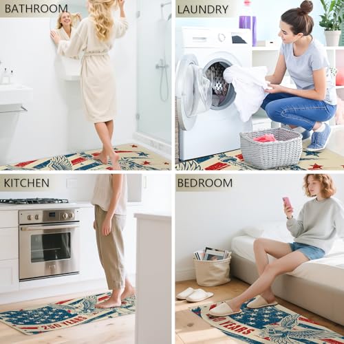 250th Anniversary Kitchen Rug Set, Patriotic Anti-Fatigue Mats with American Flag & 1776-2026, 2-Piece Non-Slip Washable Rubber Mats for Sink Laundry, 15.7"×27.5" & 15.7"×47" - color: 250th-1, size: 15.7×27.5+ 15.7×47
