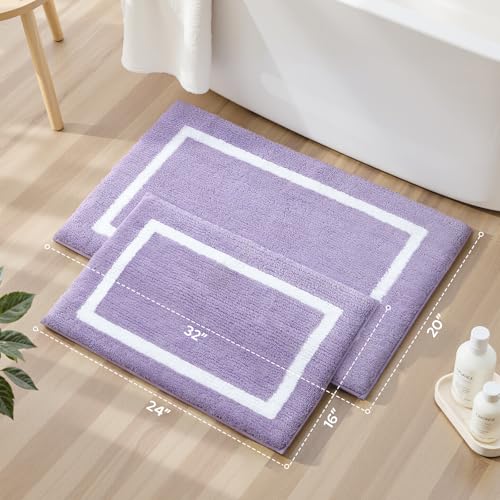 HOMEIDEAS Bathroom Rugs Sets 2 Piece, Super Soft and Absorbent Microfiber Tufted Bath Mats, Non-Slip and Machine Washable Bath Rugs(Lavender) - color: Lavender