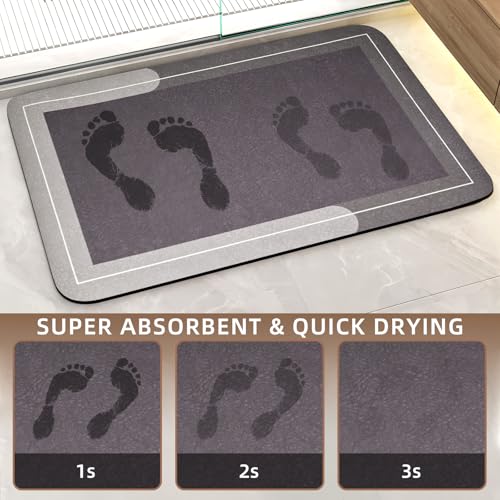 Mordem Diatomaceous Earth Bath Mat Super Absorbent Quick Dry Bath Mat, Bathroom Rugs Non Slip Washable, Thin Brown Bathroom Floor Mats-Shower Rug for in Front of Bathtub Shower, Easy Care,19.6"x31.5" - color: Brown, size: 19.6"x31.5"