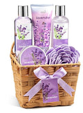 Lavender Bath and Body Gift Set in a Wicker Basket Calm & Relaxing Lavender Spa Gift Set for Women – Perfect Self-Care Gift for Valentiness, Birthdays & Special Occasions Valentines Gift