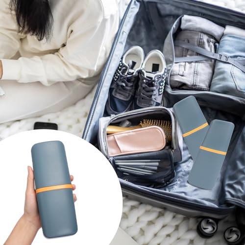 COMNICO Travel Toothbrush Cup Case Portable PP Seal Tooth Brush Holders Cover Multi-Function Toothpaste Storage Container Cup for Home School Camping Business Trip Bathroom - color: Dark Green