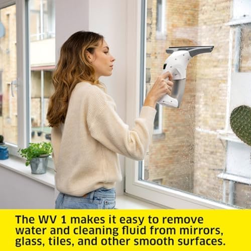 Kärcher WV 1 Electric Window Vacuum Squeegee 10" - Perfect for Showers, Mirrors, Glass, and Countertops - Electric Squeegee - color: White