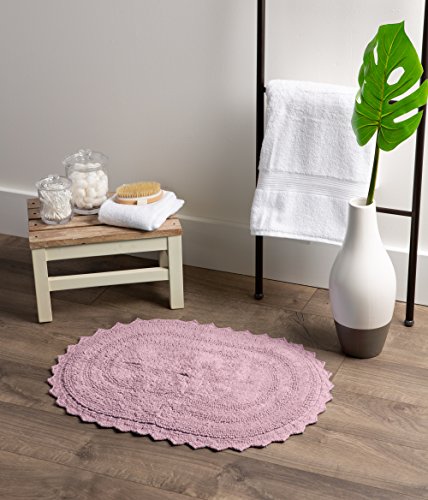 DII Crochet Collection Reversible Bath Mat, Small Oval, 17x24, Mauve - color: Mauve, size: 1'5" x 2' (Oval)