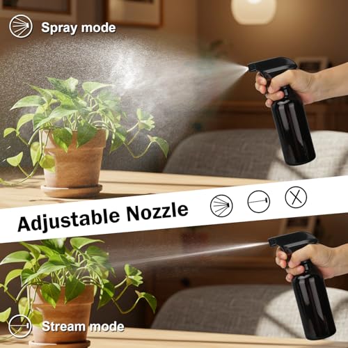 Glass Spray Bottles 12oz Empty Spray Bottle Mist/Stream Spraying Small Refillable Containers for Hair Care, Cleaning Solutions, Plants, Essential Oils 2 Pack (Brown, 12oz) - color: Brown, size: 12oz