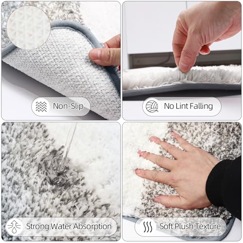 iMucci Bathroom Accessories Grey Bathroom Sets with Shower Curtain and Rug, Grey Ombre Waterproof Shower Curtain with Ultra Absorbent Rug Bathroom Accessories Set for Home Decor - size: Bath Set+Shower Curtain+Bath Rug, style: Grey