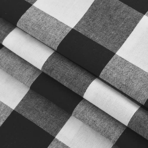 3 Pc Cotton Classic Country Farmhouse Kitchen Window Curtain -Black & White Buffalo Check Tier & Valance Set, 54" x 18" / 27" x 30" - color: Plaids Black&white, size: 27"W x 30"L (Pack of 3)